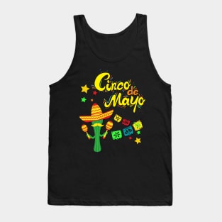 Cinco De Mayo Fun colorful celebration fifth may Mexican style cactus in Sombrero Tank Top